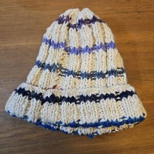 Wild And Wooly Hand Made in Ecuador Knit Striped Beanie Hat